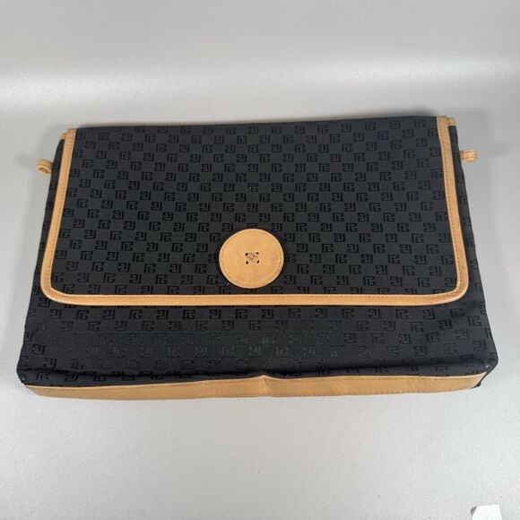 PIERRE BALMAIN Vintage Monogram Pouch Clutch Black - Picture 1 of 9